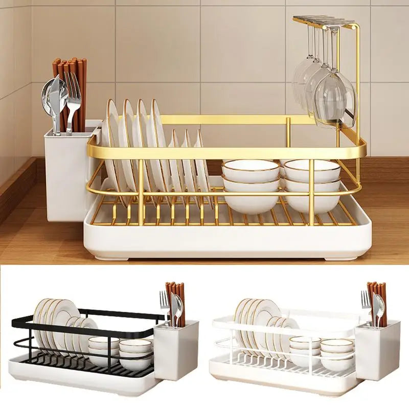 Kitchen Counter Dish Rack - Detachable Plate & Bowl Organizer