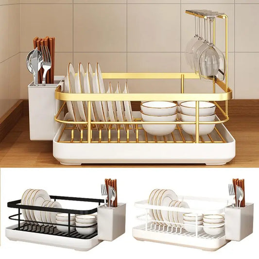 Kitchen Counter Dish Rack - Detachable Plate & Bowl Organizer