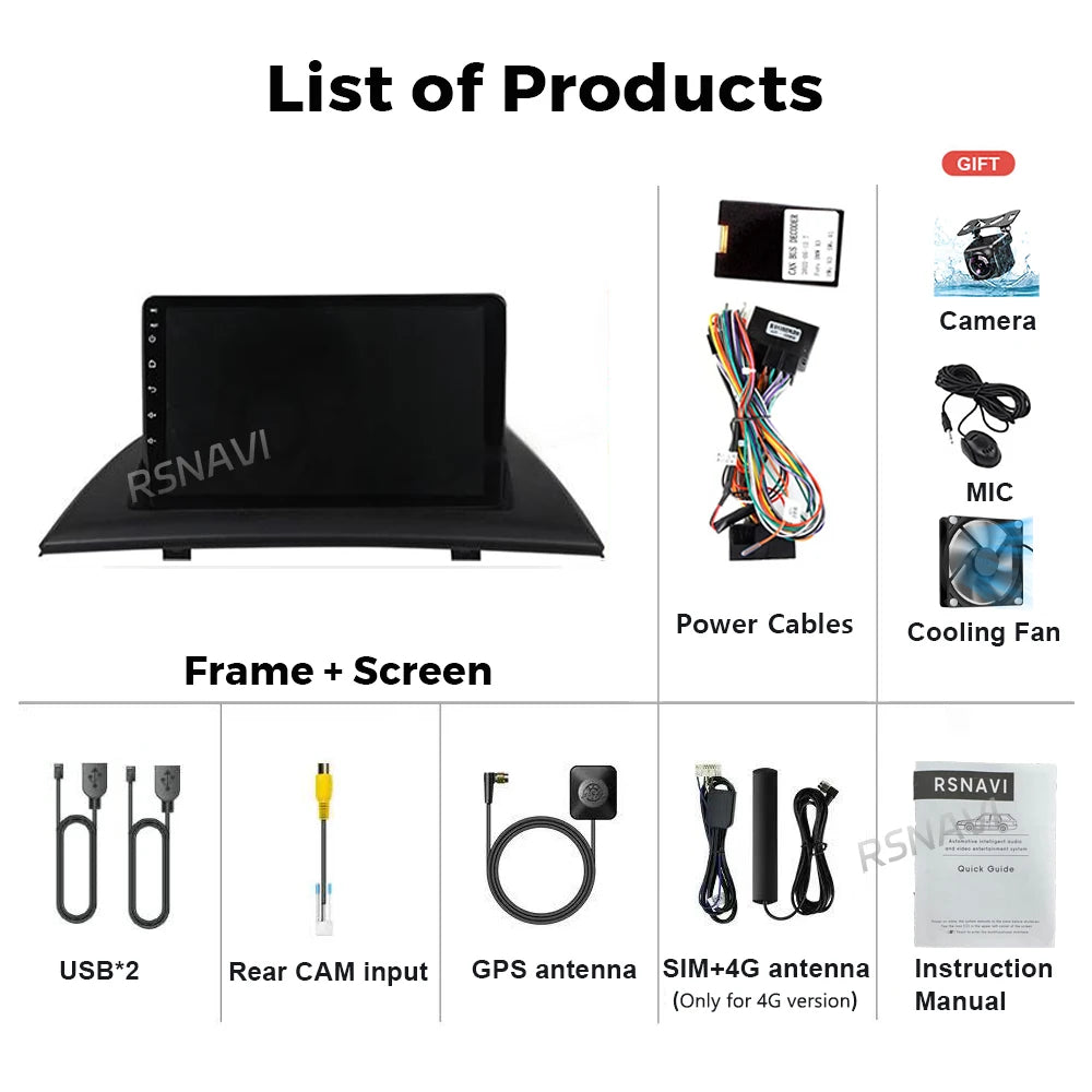 Android 16 Carplay Auto For BMW X3 E83 2004 - 2012 Car Radio GPS Player Multimedia stereo 360 Camera Navigation Video AI Voice