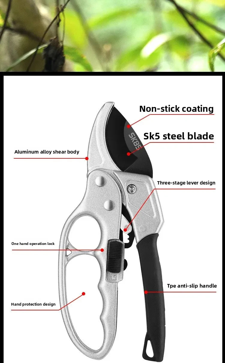 SK5 stainless steel rust resistant coarse pruning shears, pruning shears with pulleys, pruning shears for fruit trees, horticult
