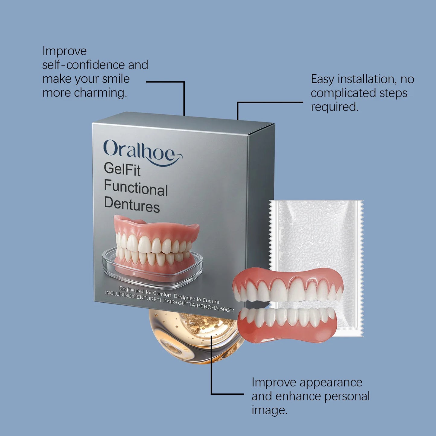 2026 New Teeth Silicone Kit Fill Tooth Gaps Orthodontic Upper Lower Fake Teeth Soft Decorative Comfortable Realistic Denture Set