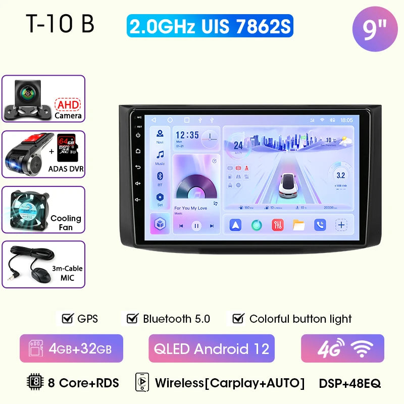 JMCQ Car Radio For Chevrolet Aveo 2006 2007 2008 2009 2010 2011 2012 2din Android12 Carplay Multimidia Video Player Head Unit