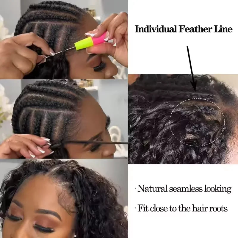 300g Burmese Kinky Curly Crochet Human Hair Knots Feather Crochet Hair Extensions Invisible Knotless Kinky Curly Braiding Hair