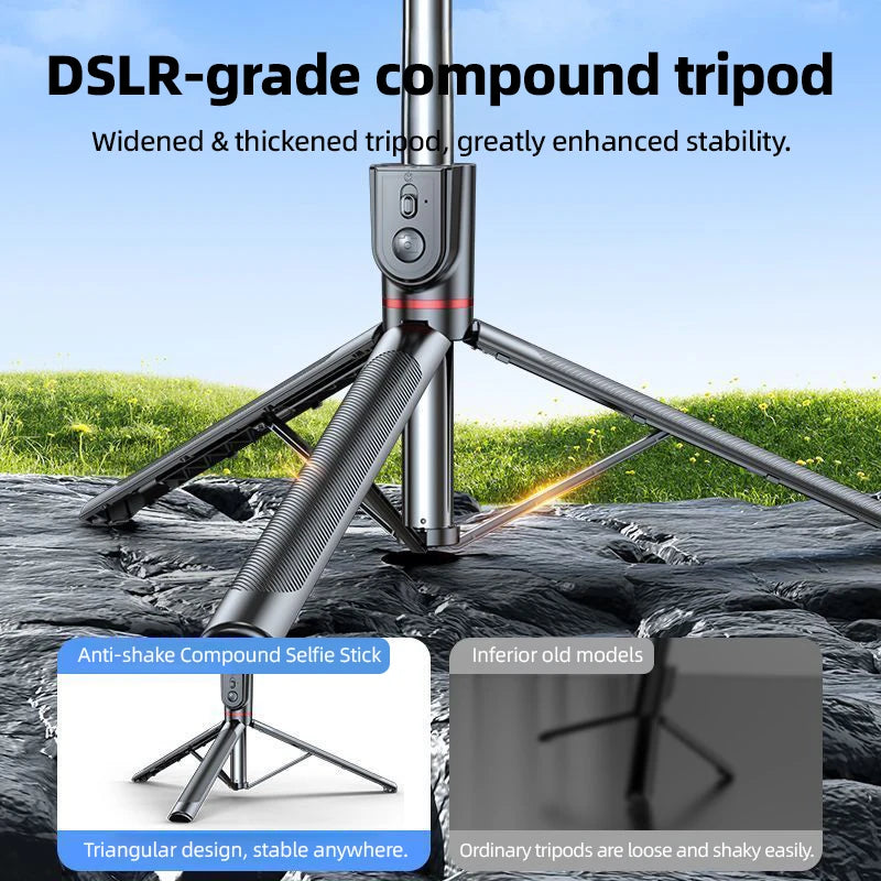 Retractable Selfie Stick 70-Inch And Tripod  Dual Handheld And Freestanding Design Wireless Remote Shutter 360 Degree Rotation And Multi-Angle Adjustment Stable