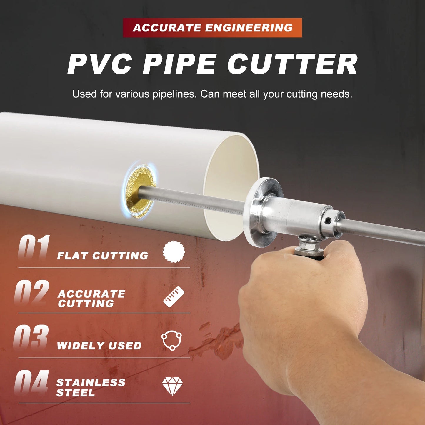 Inside Pipe Cutter Plumbing Tools PVC Pipe Precision Cutting for 1-1/2 Inch to 8 Inch, 7 Inch Adjustable Cutting Depth Pipe Tool