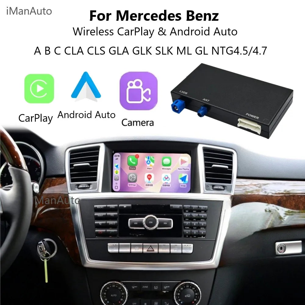 IManAuto Wireless CarPlay Adapter Module for Mercedes Benz A B C CLS GLA GLK SLK ML GL NTG4.5/4.7 NTG5.0 System Android Auto