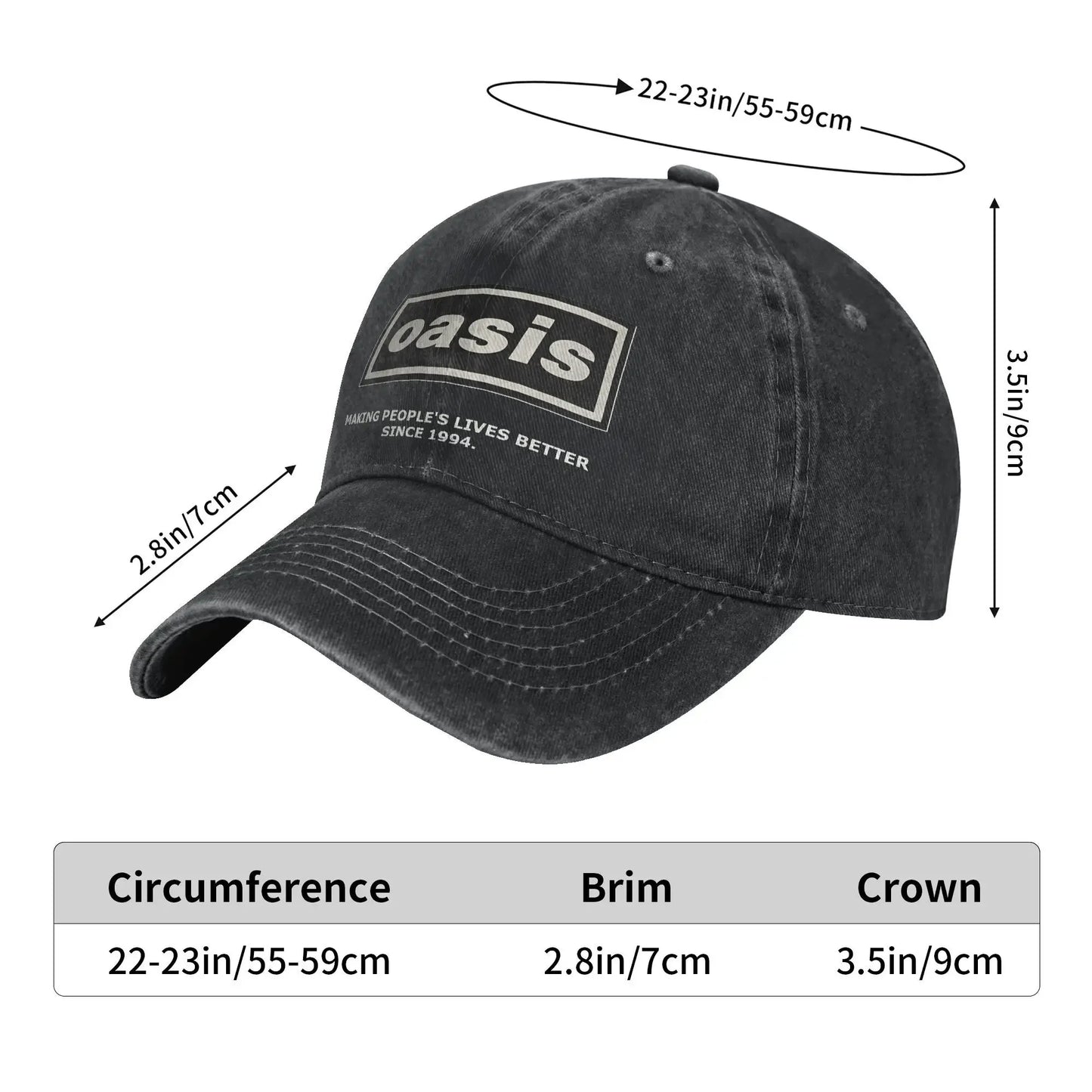 Oasi Band Logo Casual Baseball Cap Trucker Hot Sale Hiking Fishing Hip Hop Hats Fashion Men's Baseball Cap