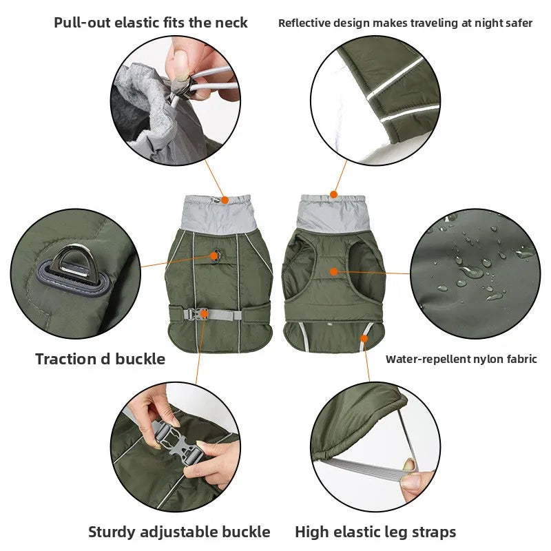 Reflective Dog Winter Jacket with Harness D-Ring - Windproof Thick Coat - photo 2