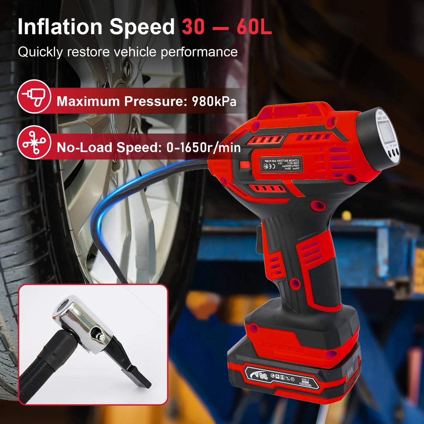 Air Compressor 20V Car Tire Inflator Air Pump Portable 12V Car Adapter Digital Display for Car Motorcycle Bicycle Tires Balls