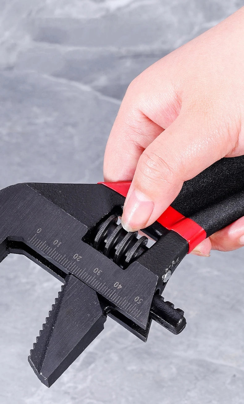 1 Pcs 6/8” Short Handle Adjustable Wrench Oversized Open Bathroom Wrench Mini Small Board Large-diameter Adjustable Short Handle