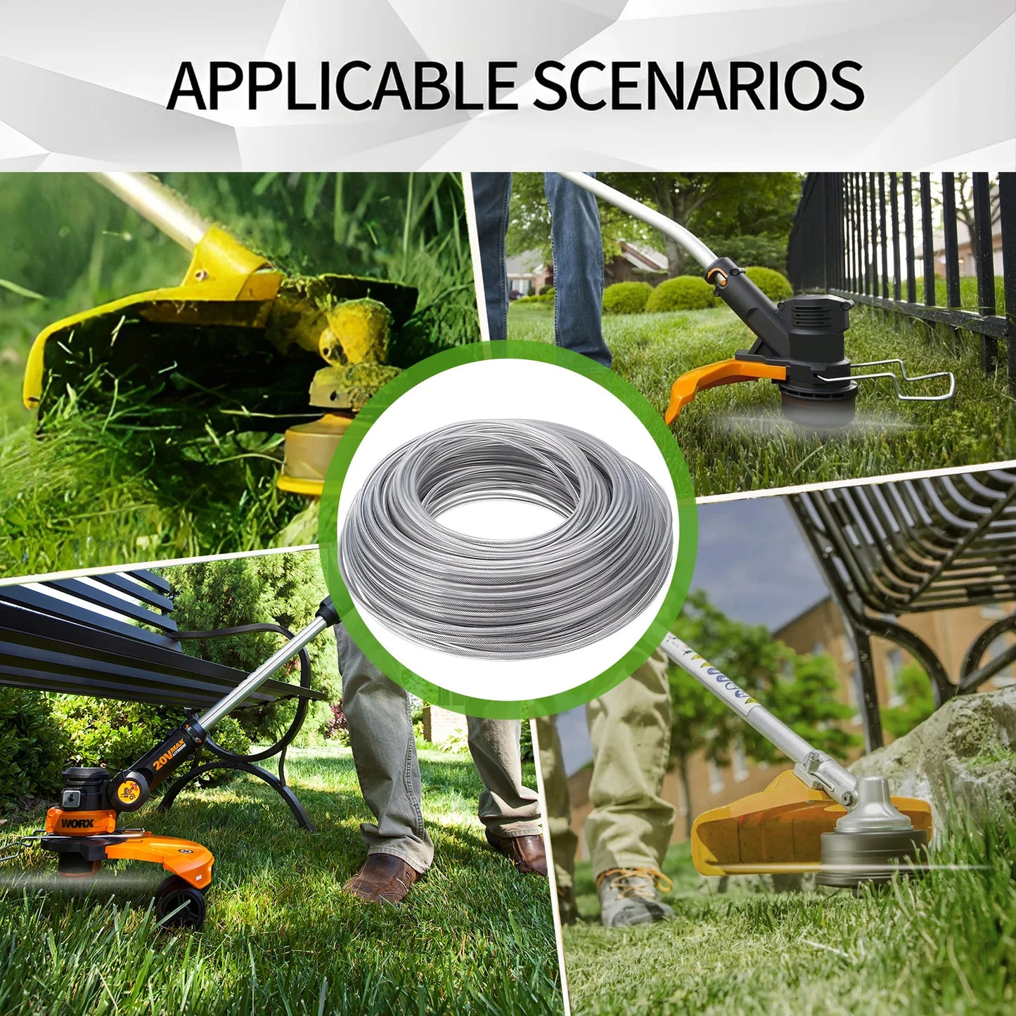 Heavy-Duty Steel Core Strimmer Line – 15m Weed Trimmer Replacement Cord | 2mm, 2.4mm, 2.7mm, 3mm, 4mm