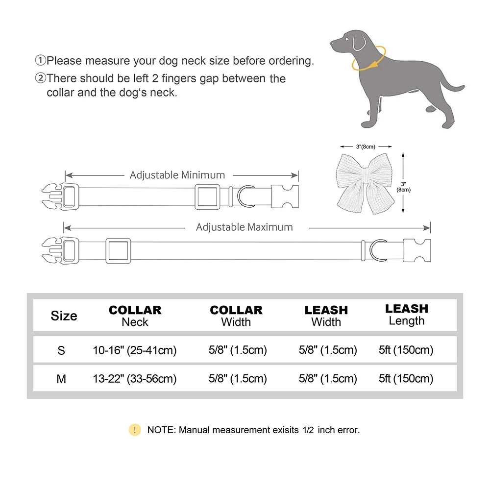 Velvet Bow Dog Collar & Leash Set - Soft Puppy Walking Set - photo 6
