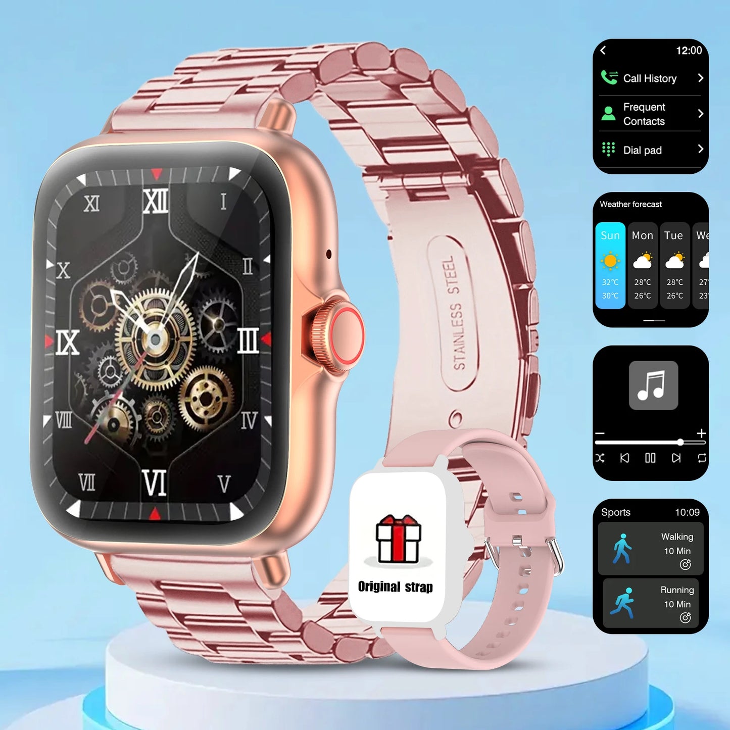 Full Touchscreen Smart Watch — Calls, Messages & Music Control (iOS & Android)