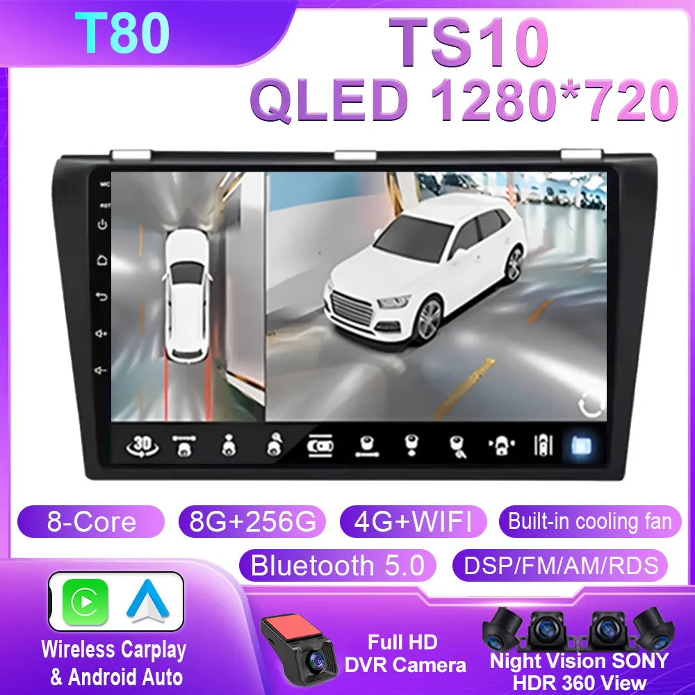 Android Car Stereo for Mazda 3 (2004–2009) — Wireless CarPlay, GPS, BOSE-Compatible, Multimedia Player