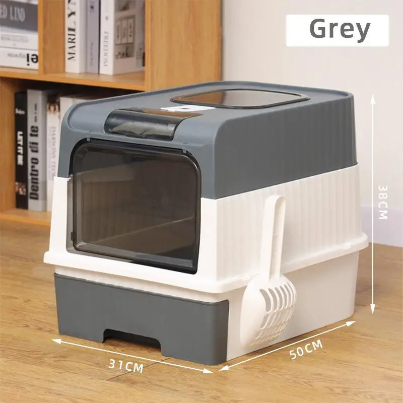Full Enclosure Detachable Drawer Style Cat Litter Box with Cat Litter Scoop Included