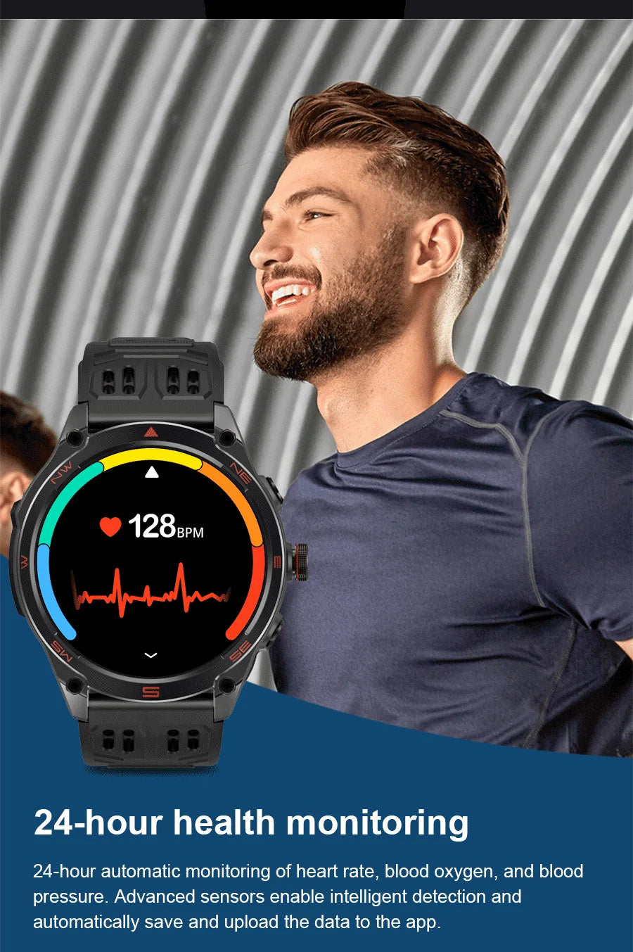 2026 New Military Smart Watch 1000Mah Battery GPS trace Compass 10ATM Waterproof Tactics Sport Flashlight call Smart Watch Men