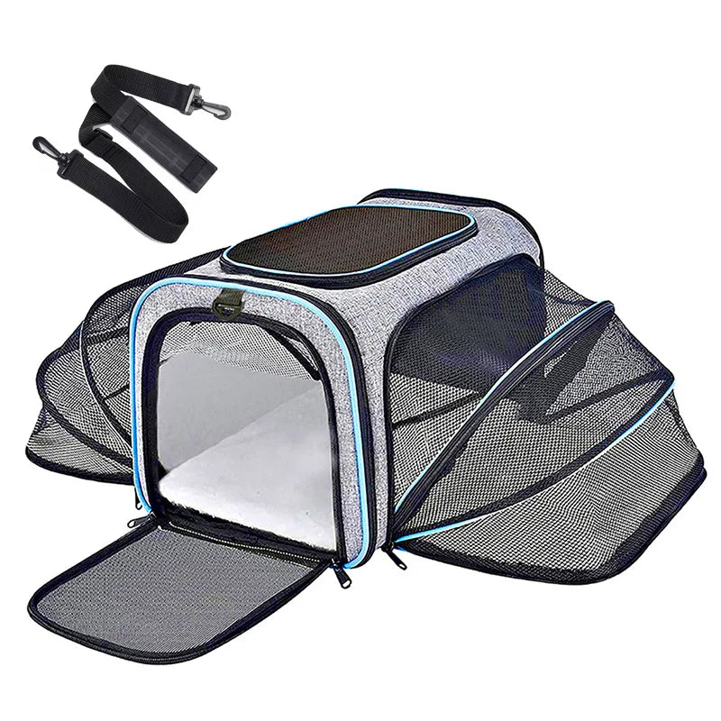 Expandable Pet Carrier Bag - Foldable Mesh Travel Carrier