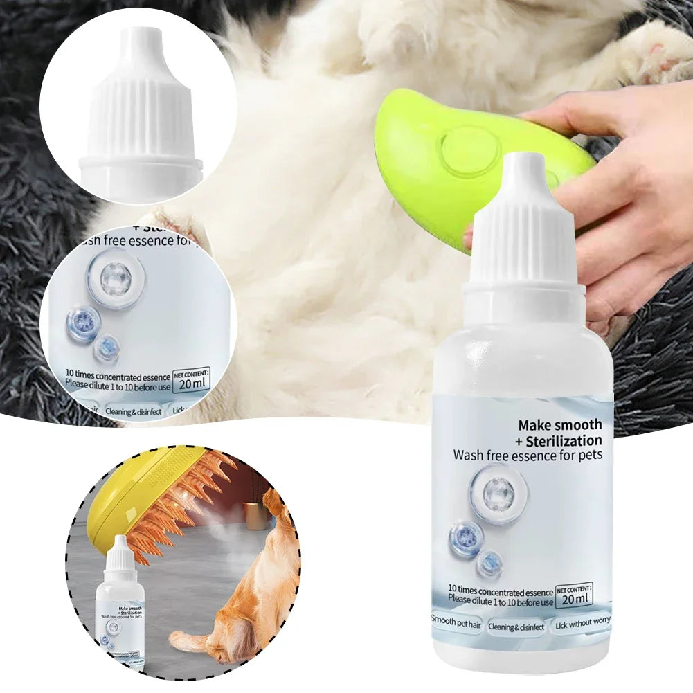 Cat Steam Brush Grooming Essence Serum – Wash-Free Hair Depilation for Cats & Dogs | 3 or 5 Pack
