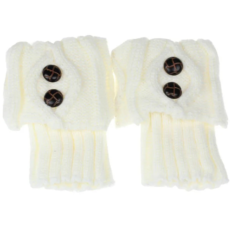 Women's Knit Boot Cuffs, Short Leg Warmers with Buttons