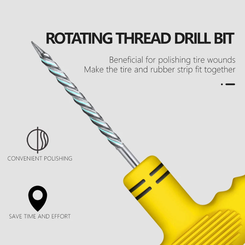 Car Tire Repair Kit for Tubeless Tires: Rubber Strips, Glue & Plug Tools - Auto/Motorcycle Puncture Maintenance