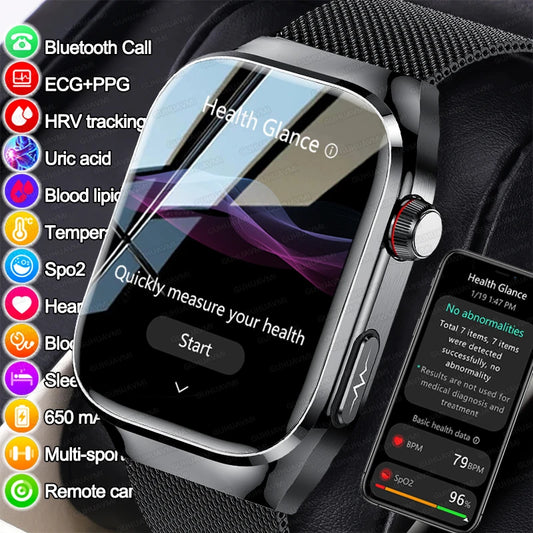 2025 Health Tracking Smart Watch – Uric Acid, Body Fat & Bluetooth Call | Men