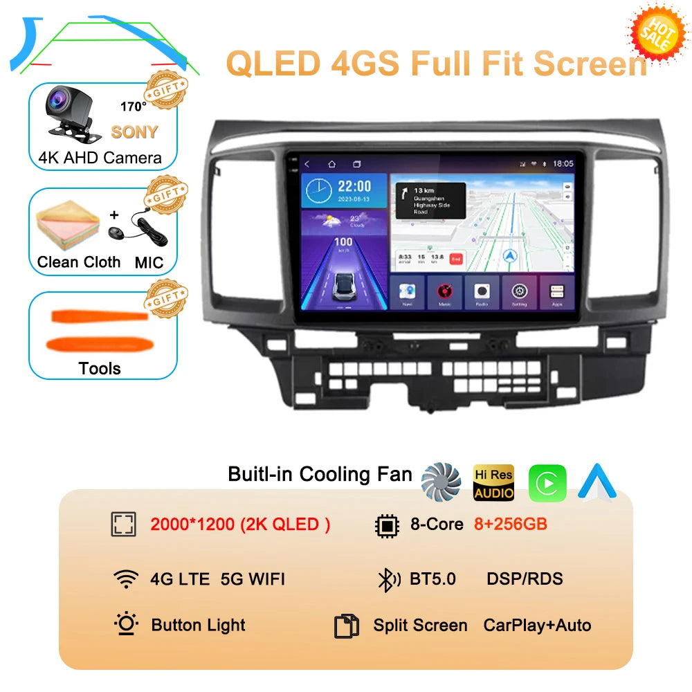 Android 16 Car Radio For Mitsubishi Lancer 10 CY 2007 - 2017 Multimedia Video Player 2 din WIFI+4G Navigation GPS Stereo Carplay