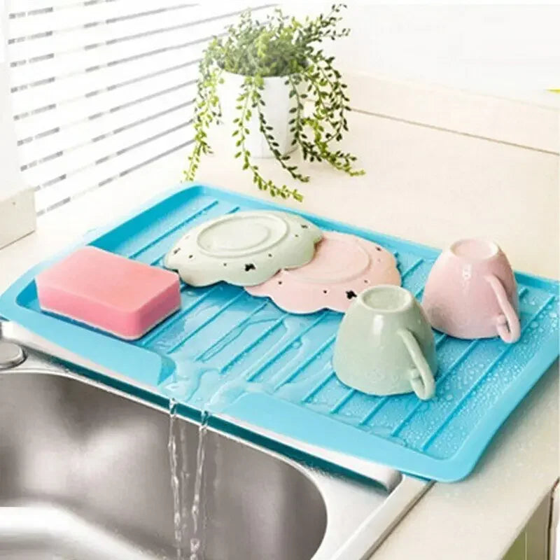 Folding Plastic Dish Drain Tray - Countertop Drying Board