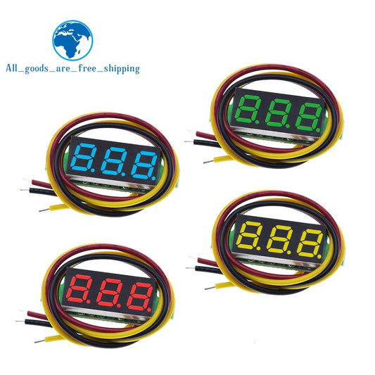 0.28 Inch 2 wires 3 wires 2.5V-40V Mini Digital Voltmeter TZT Voltage Tester Meter Red/Blue/yellow/green LED Screen meter
