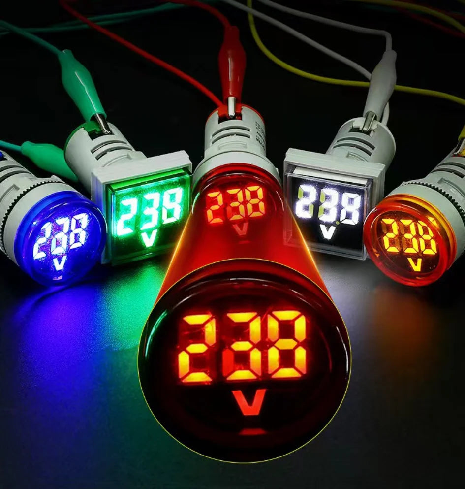 Mini LED Digital Display Voltmeter Alternating Current 60V-500V Digital Display Indicator Aperture 22mm Signal Lamp