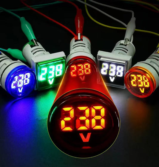 Mini LED Digital Display Voltmeter Alternating Current 60V-500V Digital Display Indicator Aperture 22mm Signal Lamp