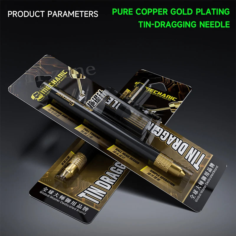 MECHANIC SW-5S Tin Dragging Needle Gold Plated FPC Connector Reballing Solder with 3 Bars Ultralight Carbon Fiber Holder Set