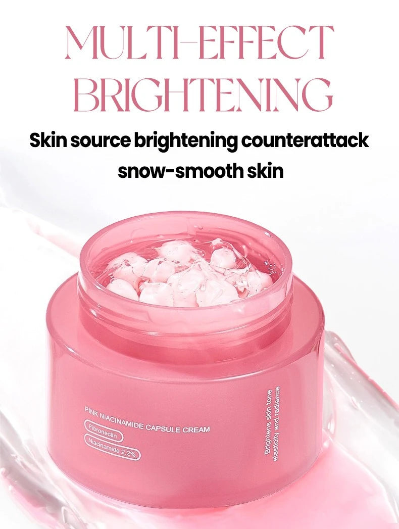 Korean Pink Collagen PDRN Capsule Cream – Niacinamide Face Moisturizer for Even Skin Tone | Lightweight Non-Greasy