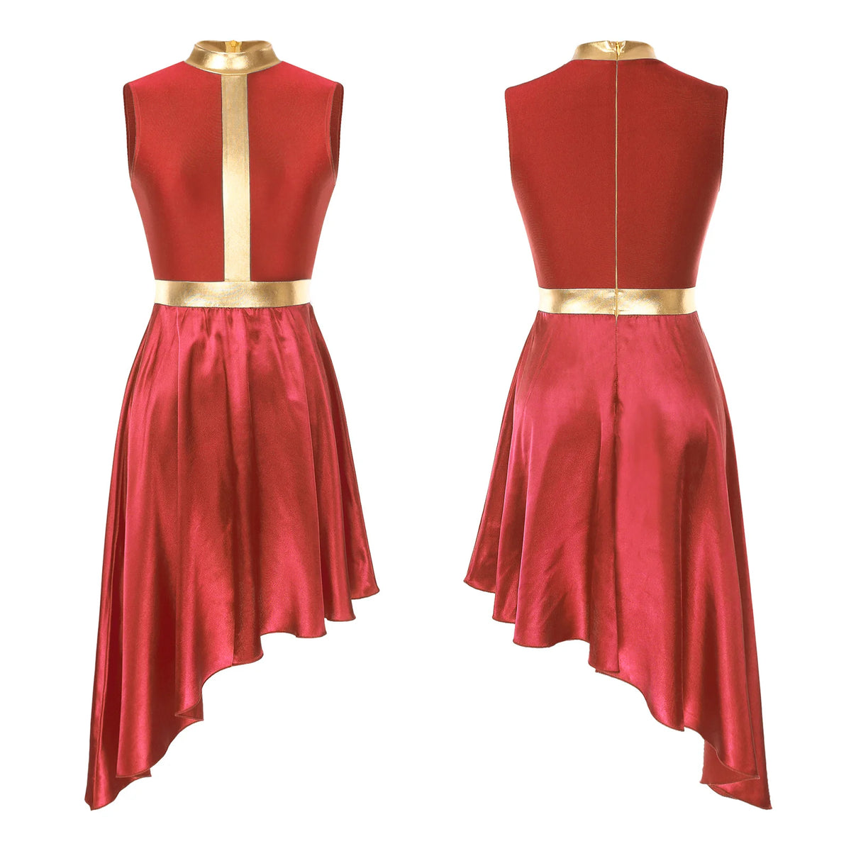 Women Modern Lyrical Dance Dress Liturgical Worship Church Choir Costume Sleeveless Asymmetrical Hem Dresses Ballroom Dancewear
