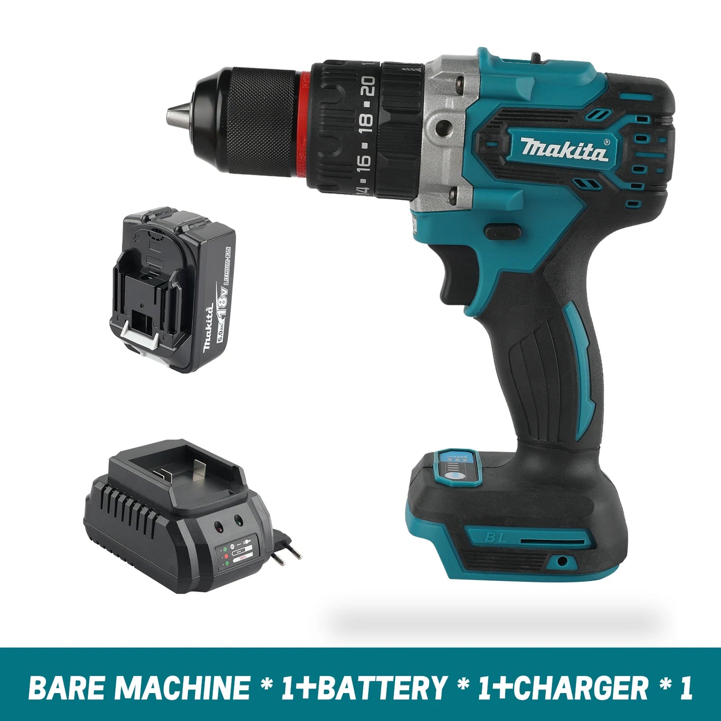 Makita DDF487 18V Brushless Cordless Drill Driver – Lithium Battery Compatible, UK/US/AU/EU Plug