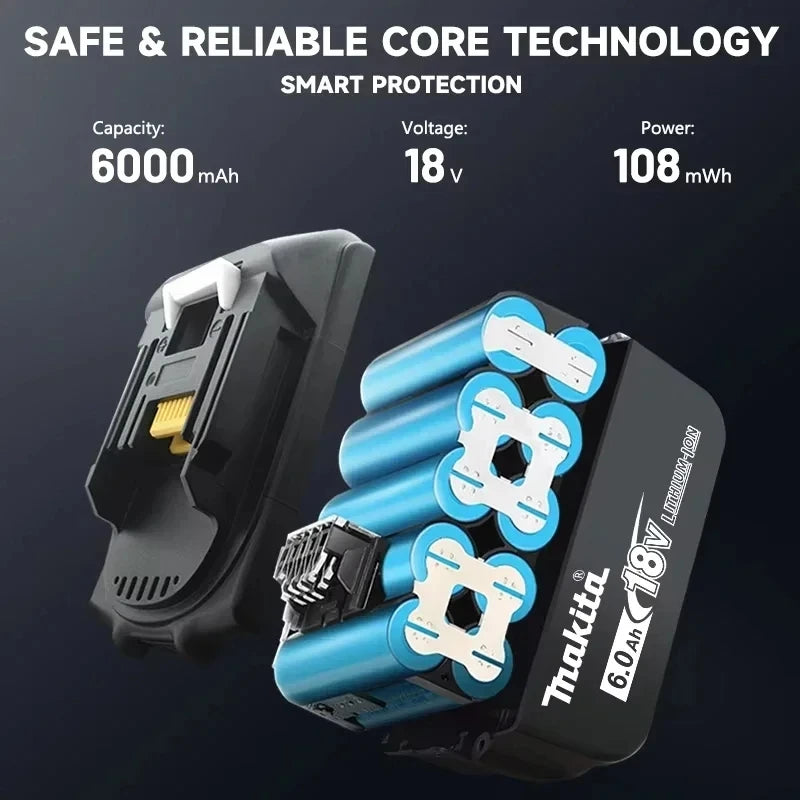 100% original Makita 18V battery 6AH BL1840BL1830b BL1850b BL1850BL1860BL1815 Replace lithium battery.