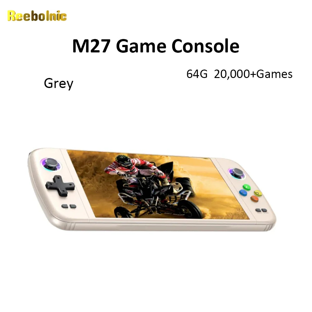 Reebolnic M27 Game Console 7.0 Inch IPS Screen 30+Simulators 30,000+Games Installed Retro Handheld Game Console Portable 4000mAh