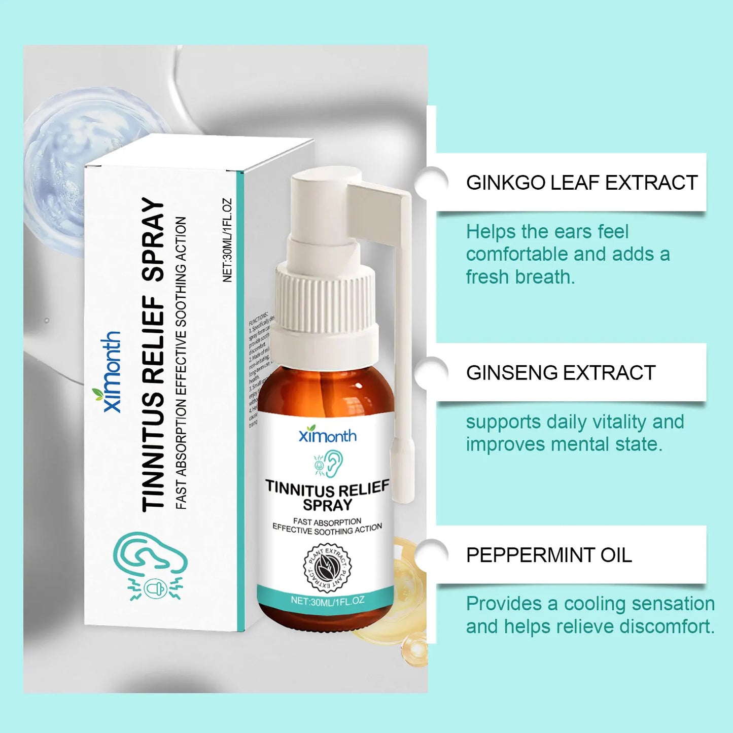 Tinnitus Relief Spray Improve Ear Ringing Discomfort Soothing Ear Itching Hearing Improvement Earwax Cleaner Anti Tinnitus Spray