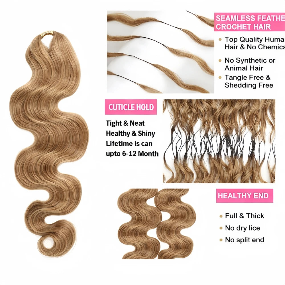 Reusable Knotless #27 Honey Blonde Highlight Crochet Bulk Human Hair For Boho Braids Body Wave Bundles Human Hair With Closure