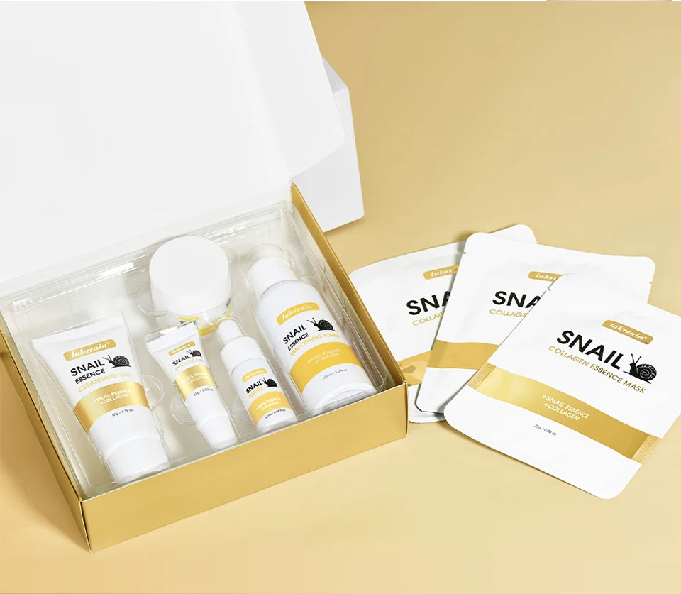 Lakerain Snail Collagen Skin Care Set Smoothing Skin Long Lasting Hydrating Deep Cleaning Improve Elasticity Face Care Kits