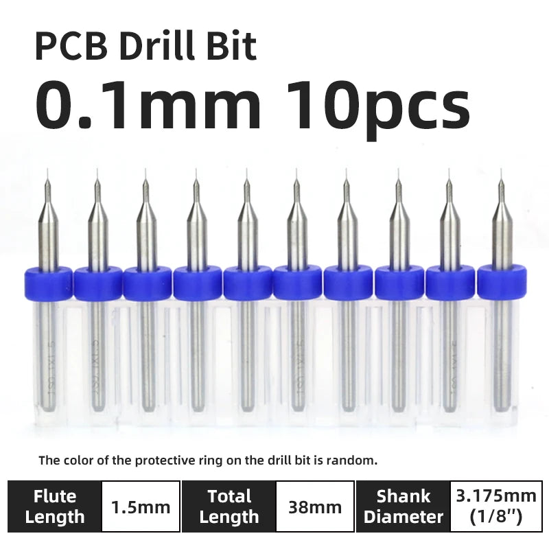 TOOLEYE 10pcs PCB Drill Bit Set Micro Drills Printed Circuit Board 1/8" Shank Mini CNC Drill Bits 0.1-3.175mm Drilling Tools