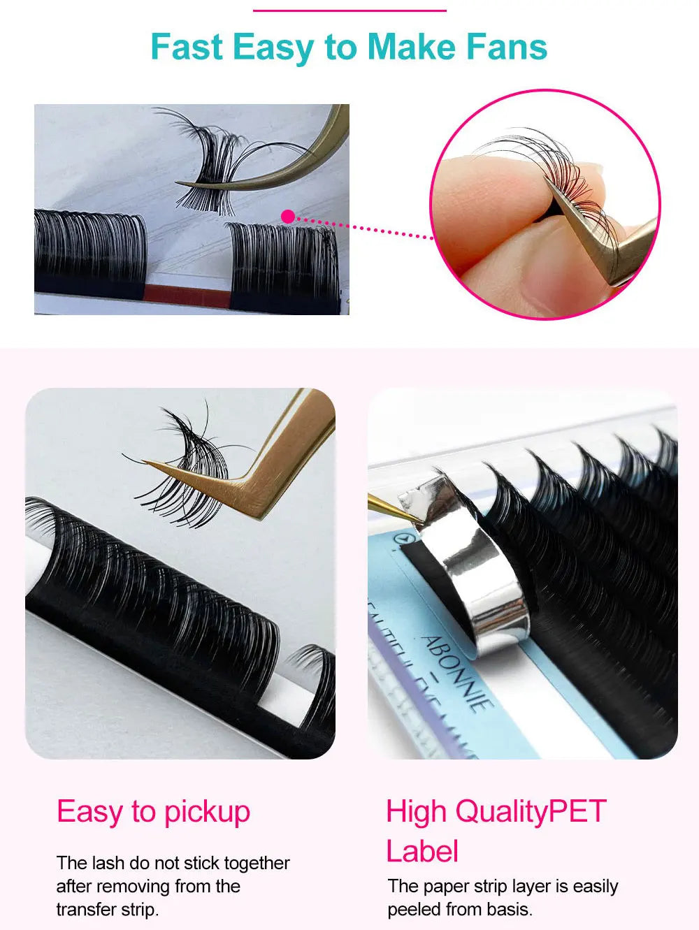 Abonnie Cashmere Lashes Classic Eyelash Extensions Russian Volume Matte Black Eyelashes