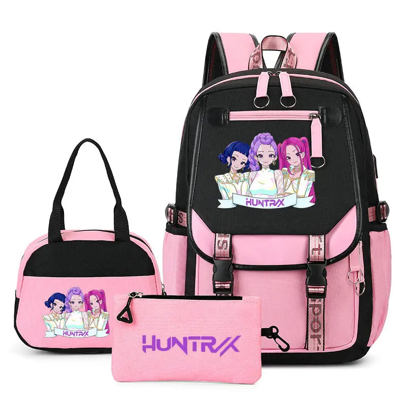 Mochilas Set KPop Demon Hunters Capacity Student SchoolBag For Teenager With Lunch Bags Backpack For Women Boys Girls Daily Use