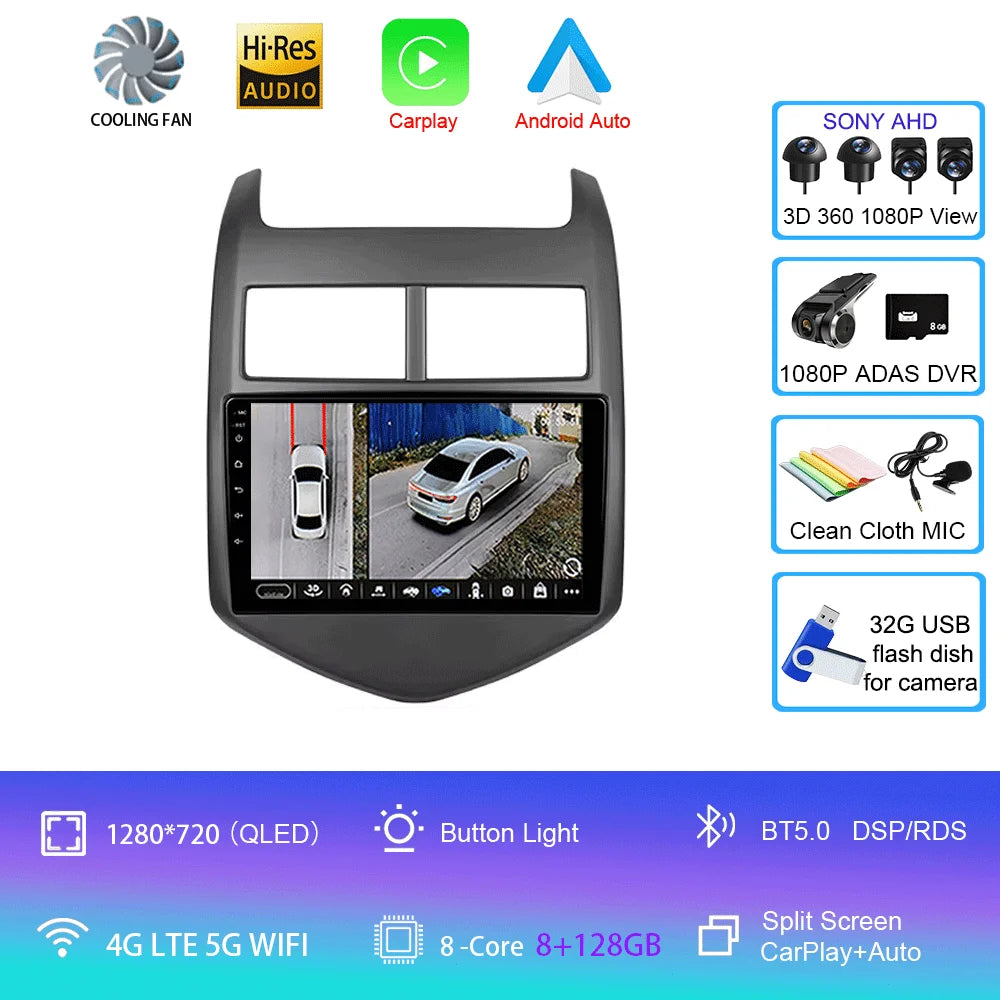 Android 16 Car Radio CarPlay Auto Multimedia Player For Chevrolet Aveo 2 Sonic T300 2011-2015 Navigation GPS 2din Stereo Audio