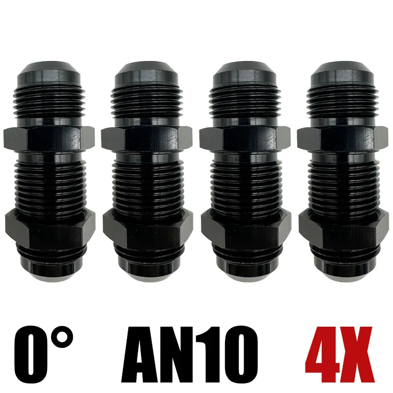 4X 0 Degrees AN3 AN4 AN6 AN8 AN10 AN12 Bulkhead Flare Fitting Union Adapter Fuel Hose Straight Fitting For Tab Rr Wirewall Black