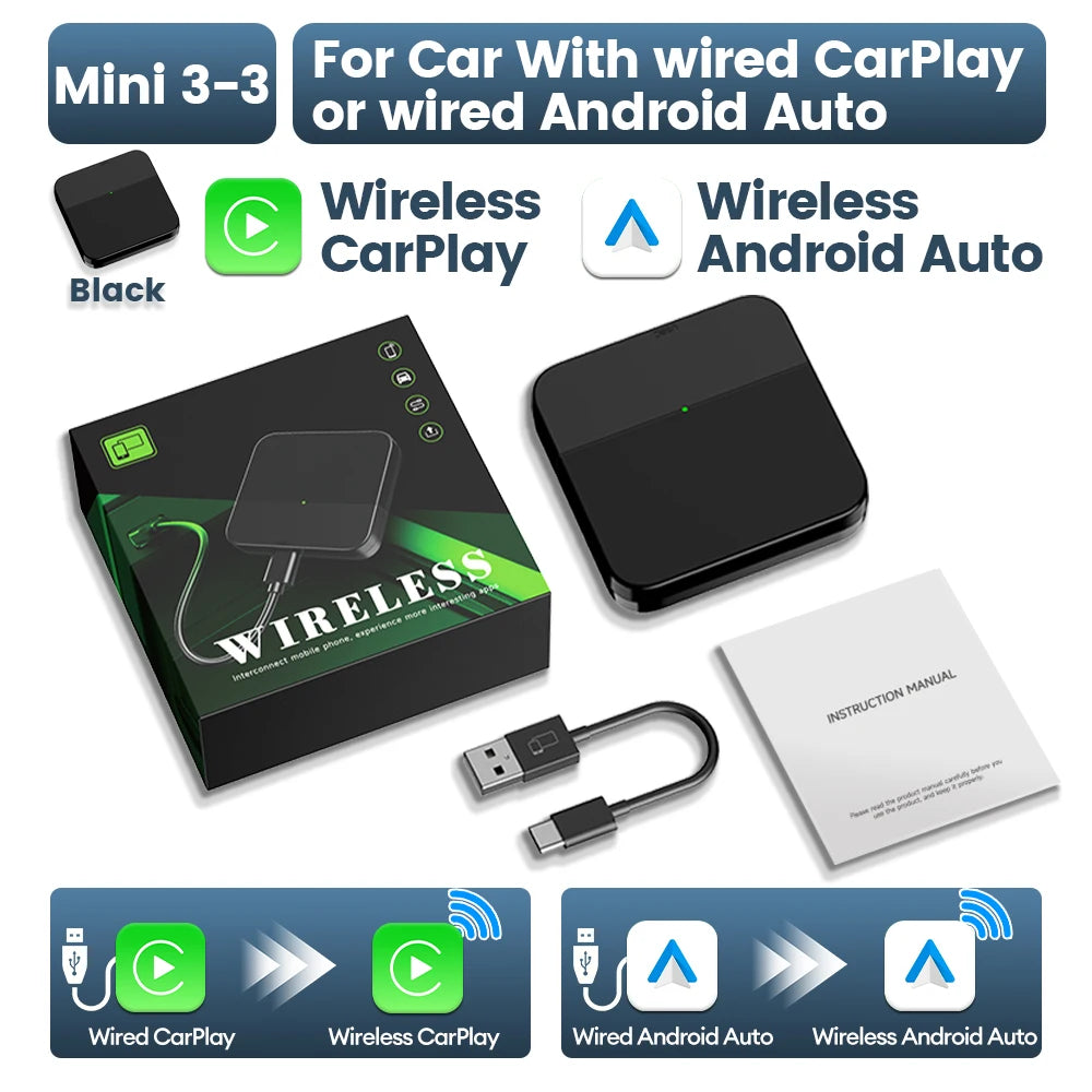 2026 New CarlinKit Mini Smart Car Dongle Wired To Wireless CarPlay Adapter Car Intelligent Systems Upgrade WiFi BT Auto Connect