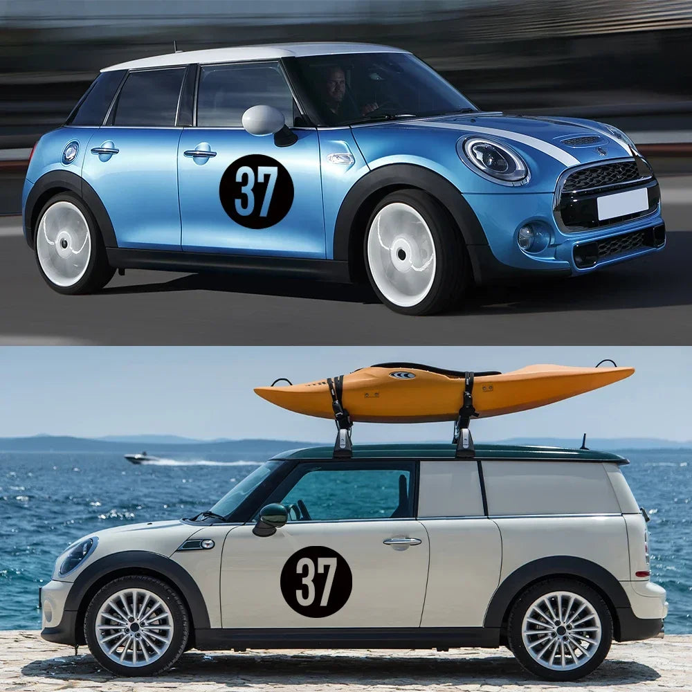 Car Door Side Number 37 Racing Decal – Compatible with MINI Cooper Countryman, Clubman, F55 F56 F60 R55 R56 R60 R61