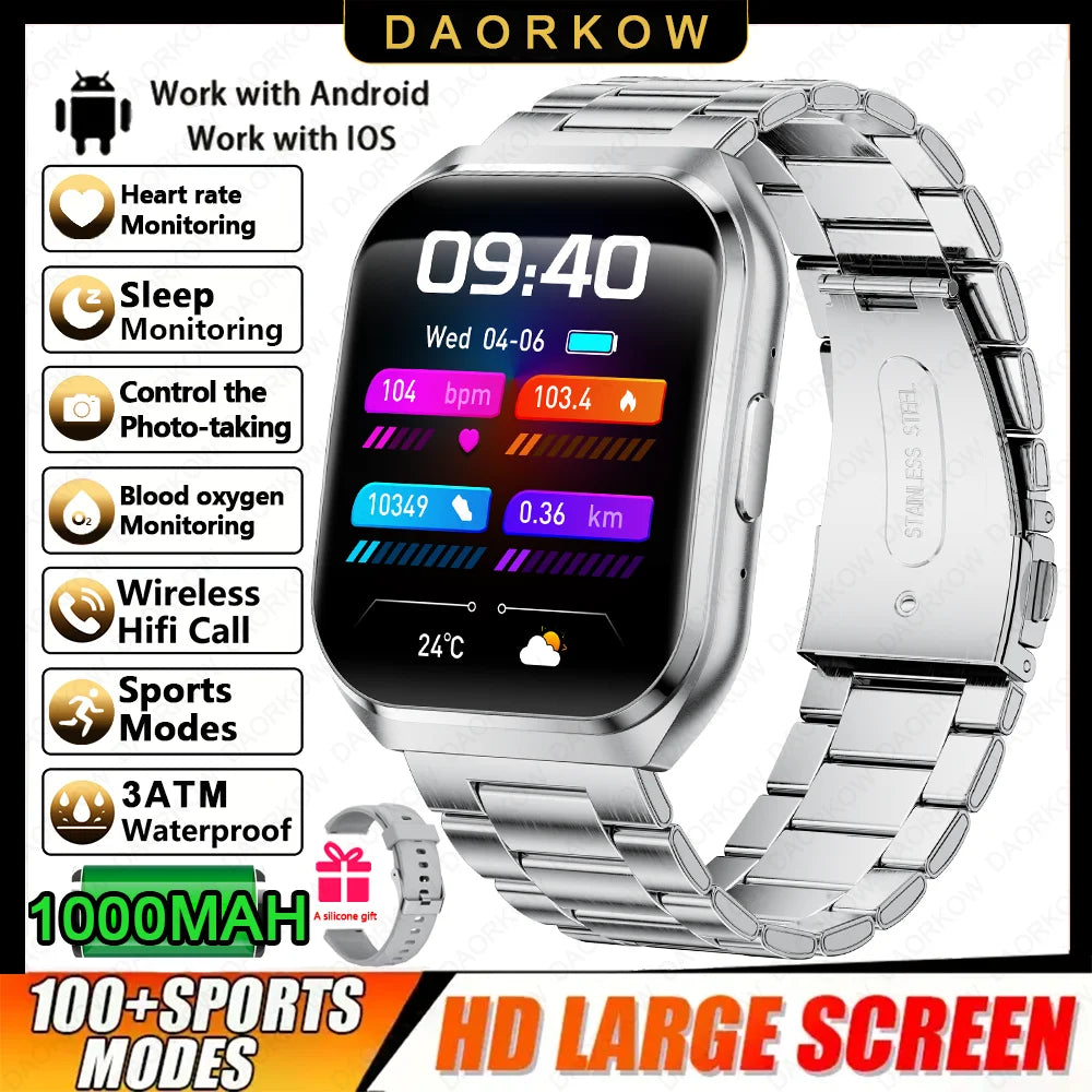 Men's Smart Watch — 1000mAh Long Standby, IP68, BT Calling
