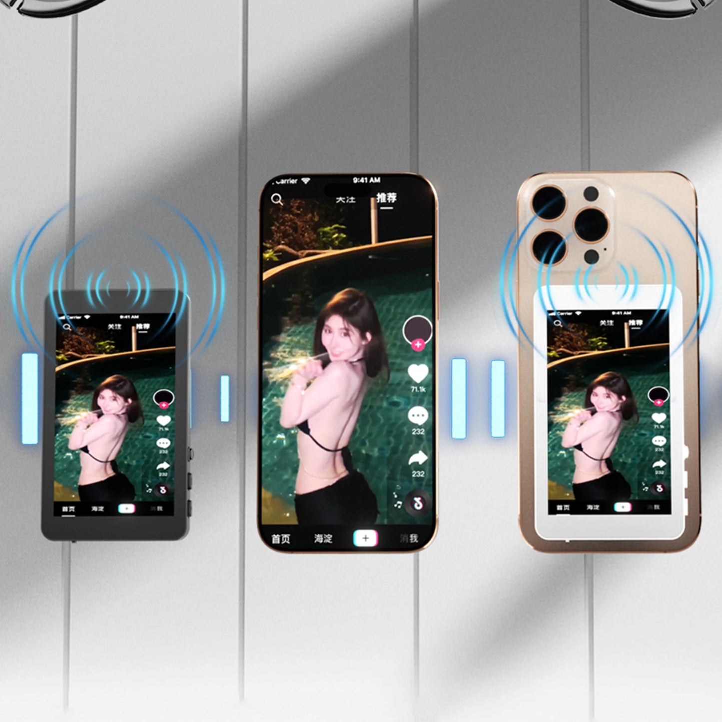 Upgrade Magnetic Wireless Selfie Monitor Screen 4inch For Android Phone Rear Camera Live Streaming Video Recording W/ Zoom Focus