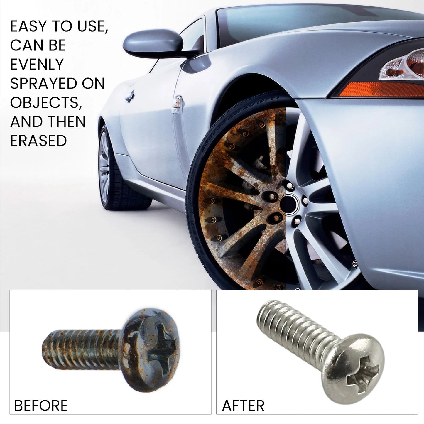 Rust Remover, Automotive Tire Metal Parts Cleaning, Multifunctional Rust Proof, Screw Loosening Lubricant