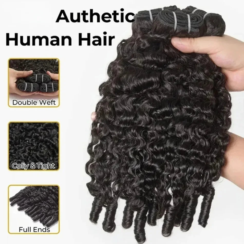 12A Burmese Curly Human Hair Bundles Water Wave Bundles Virgin Weave Human Hair Extensions Curly Ends 1/3/4 Pcs Black 30 40 Inch